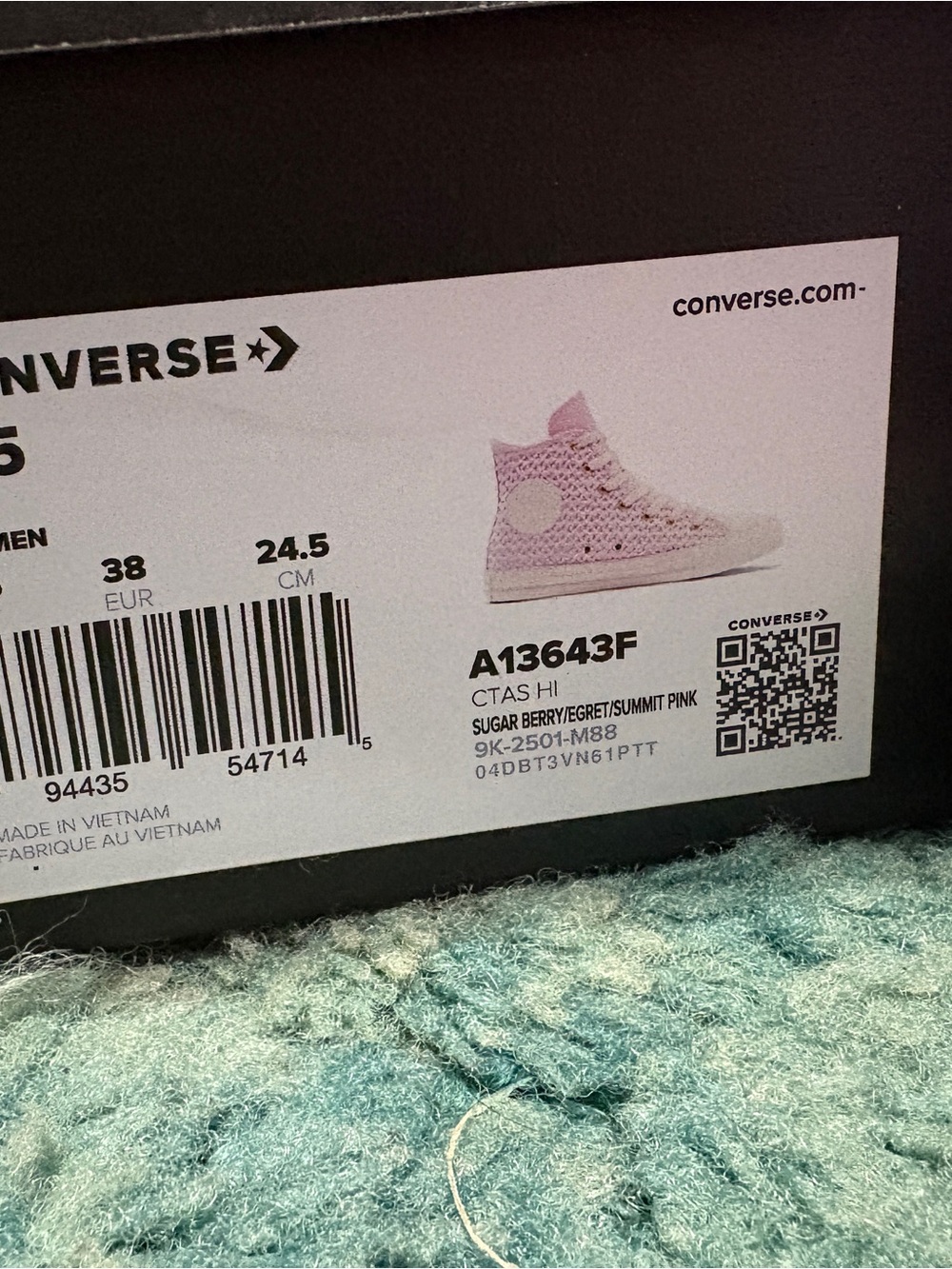 Converse High Top Sneaker - Light Pink with White Accents - Picture 11 of 12